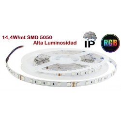 Tira LED 5 mts Flexible 72W 300 Led SMD 5050 IP54 RGB Alta Luminosidad